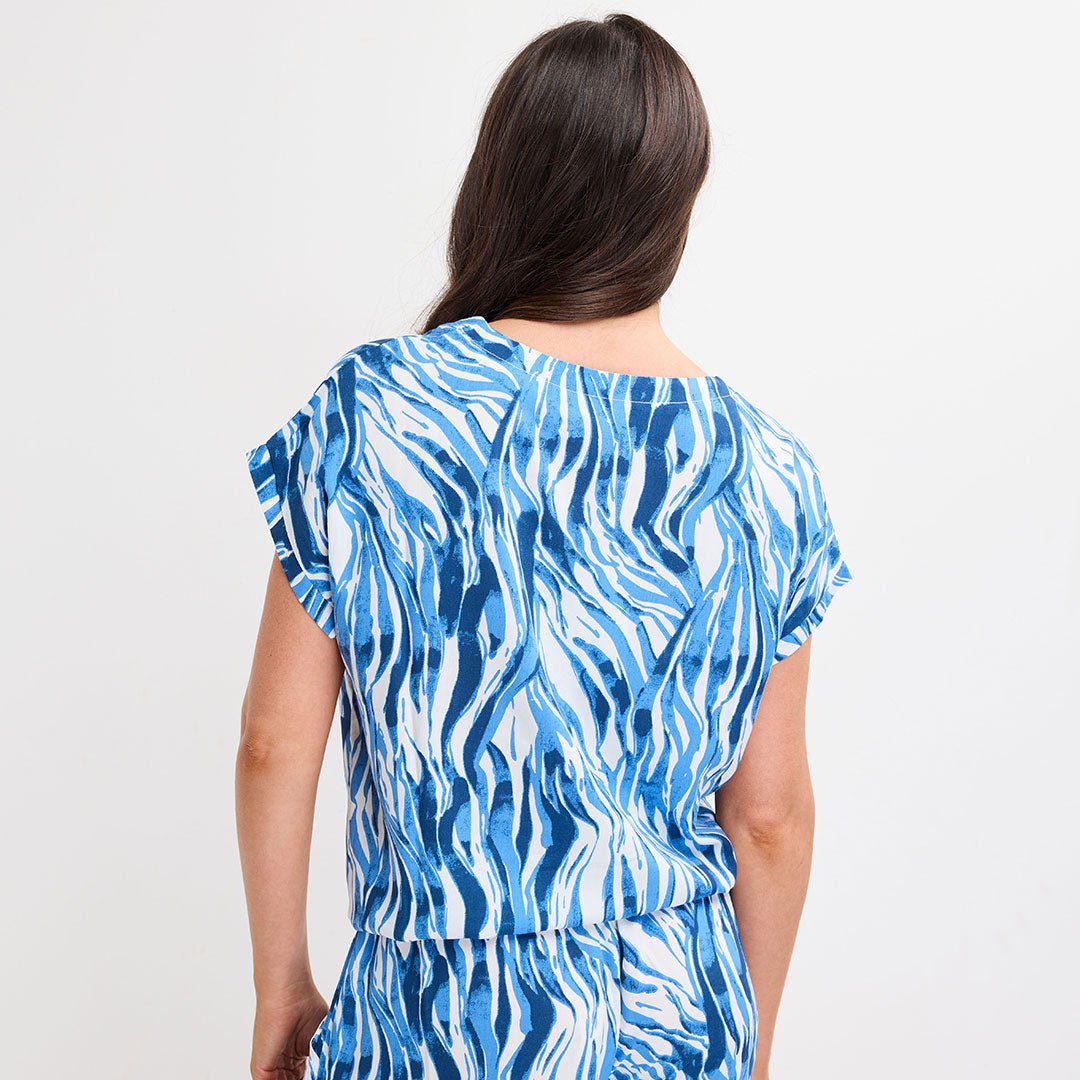 Ladies Blue Zebra Tie Bottom Top from You Know Who's