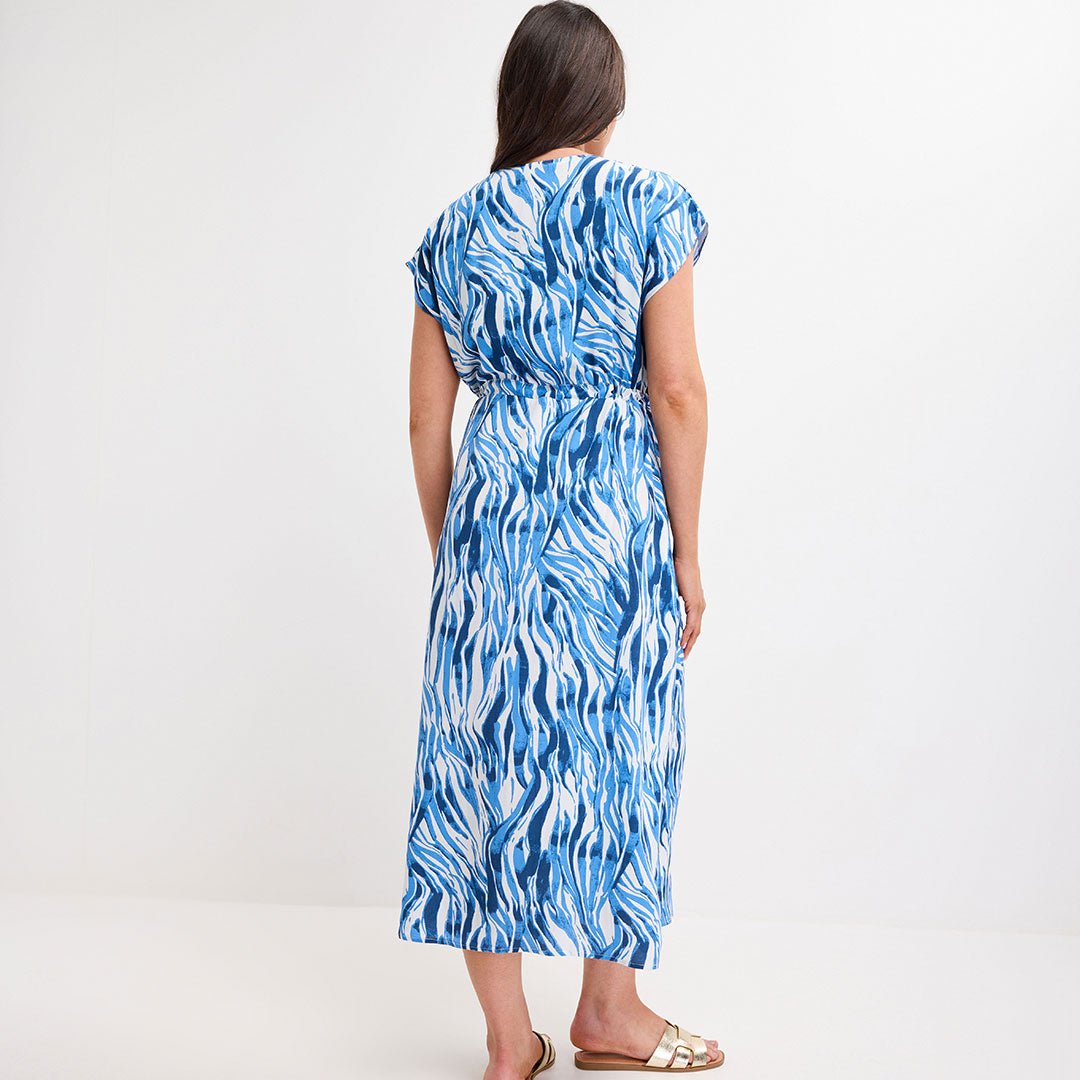 Ladies Blue Zebra Tie Waist Dress from You Know Who's