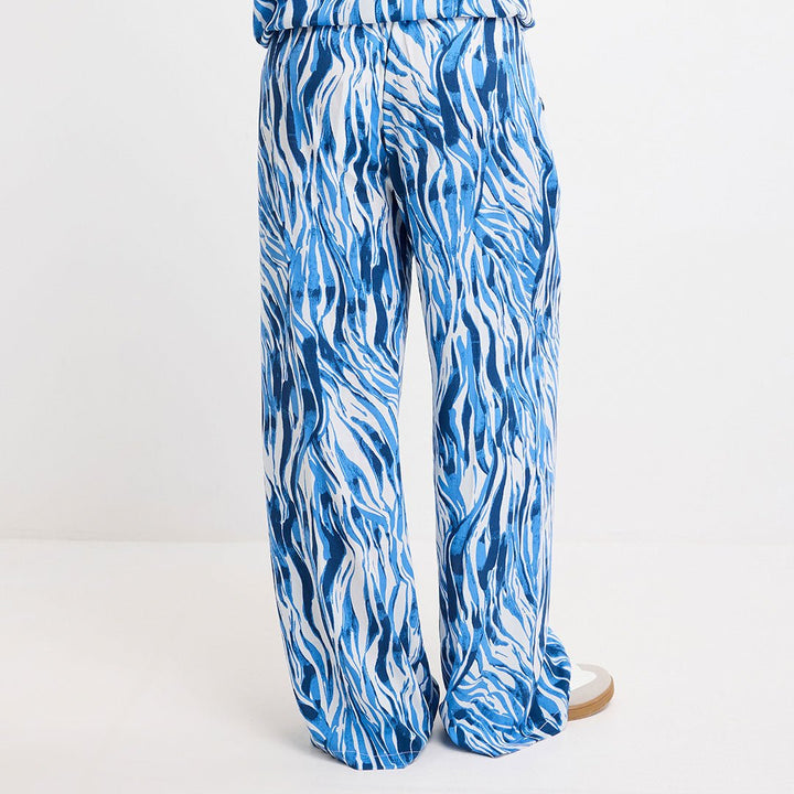 Ladies Blue Zebra Wide Leg Trouser from You Know Who's