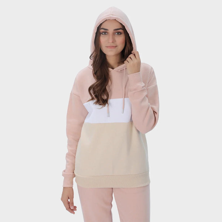 Ladies Blush Colourblock Hoodie from You Know Who's