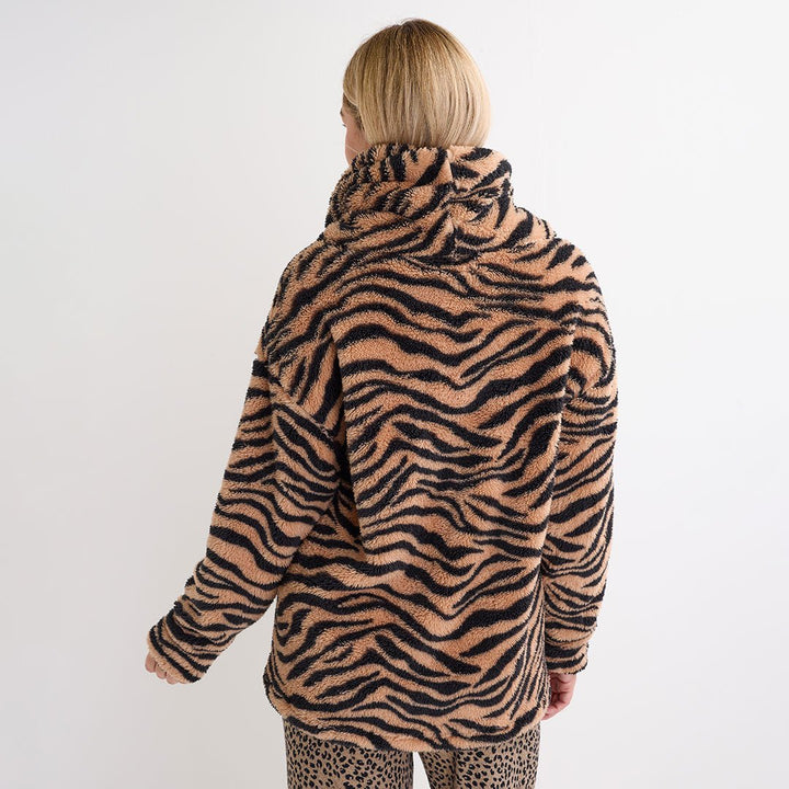 Ladies Brown Animal Cowl Neck Fleece Top from You Know Who's