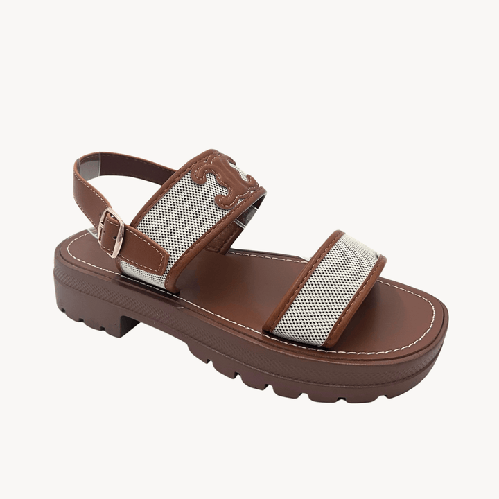 Ladies Brown Contrast Platform Sandal from You Know Who's