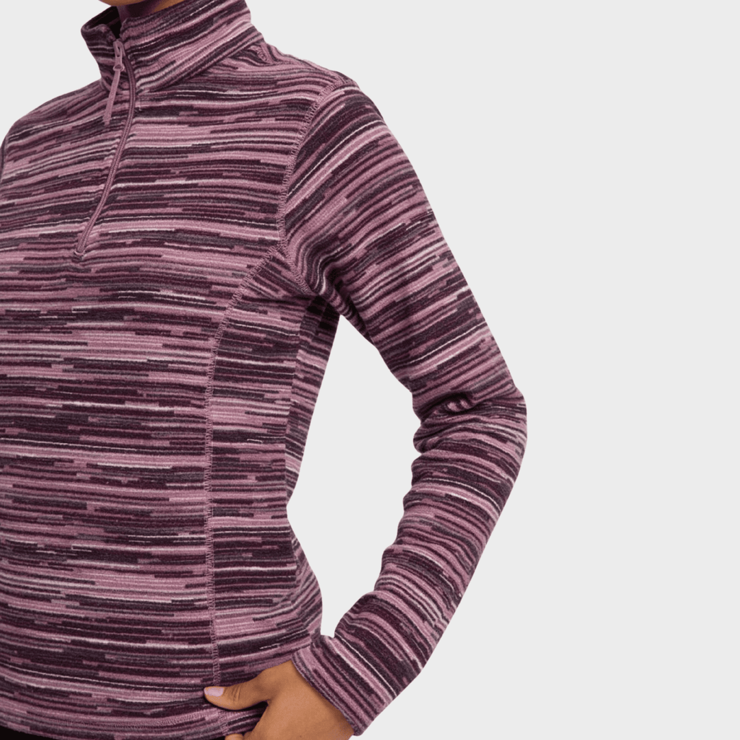 Ladies Brushed Lined 1/4 Zip Striped Fleece from You Know Who's