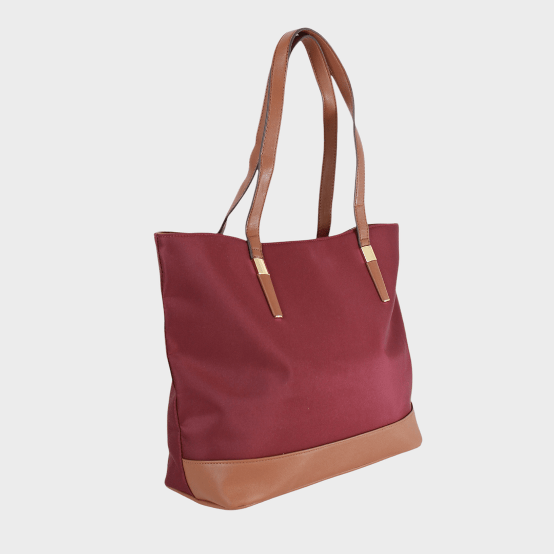 Ladies Burgundy Contrast Strap Tote Bag from You Know Who's