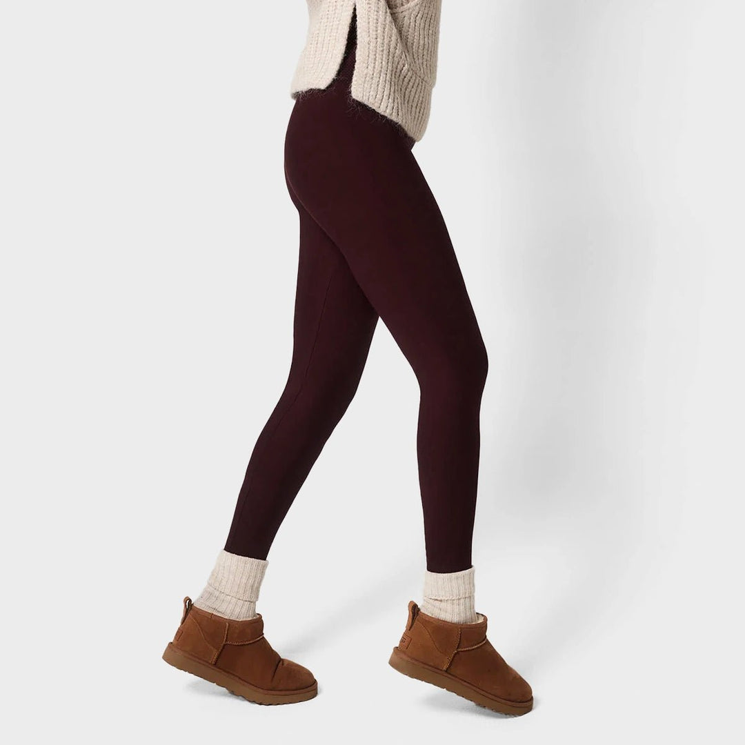 Ladies Burgundy Fleece Lined Leggings from You Know Who's