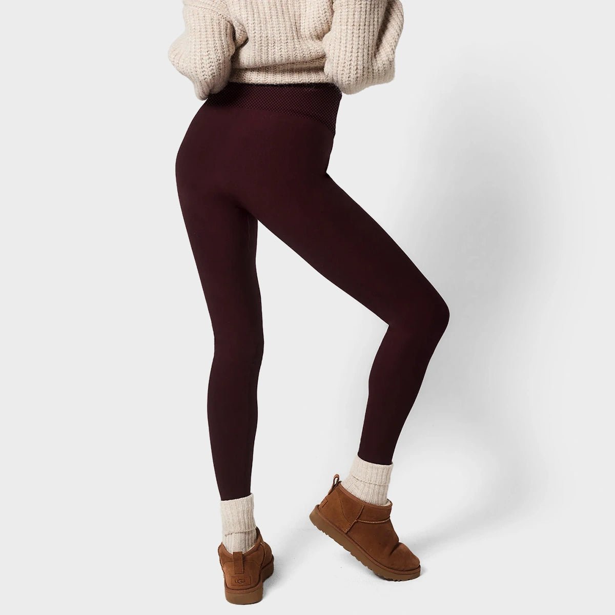 Ladies Burgundy Fleece Lined Leggings from You Know Who's