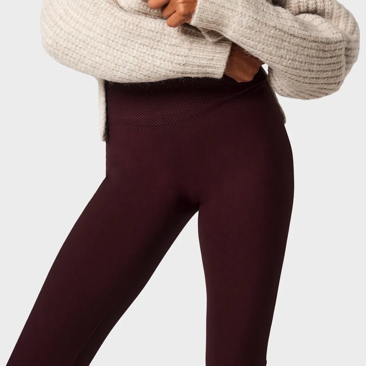 Ladies Burgundy Fleece Lined Leggings from You Know Who's