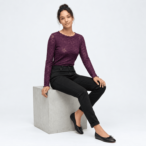 Ladies Burgundy Lace Top from You Know Who's