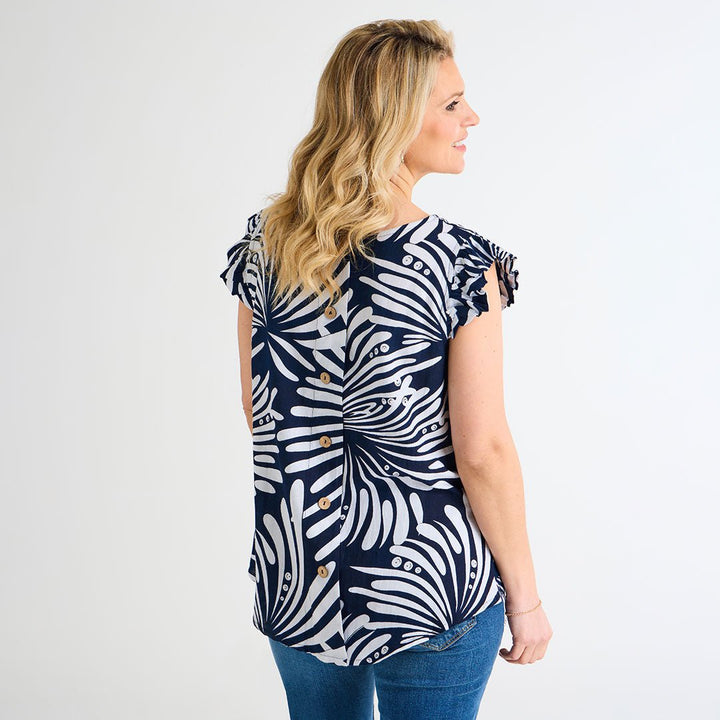Ladies Button Back Printed Top from You Know Who's