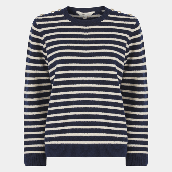 Ladies Button Stripe Crew Jumper from You Know Who's