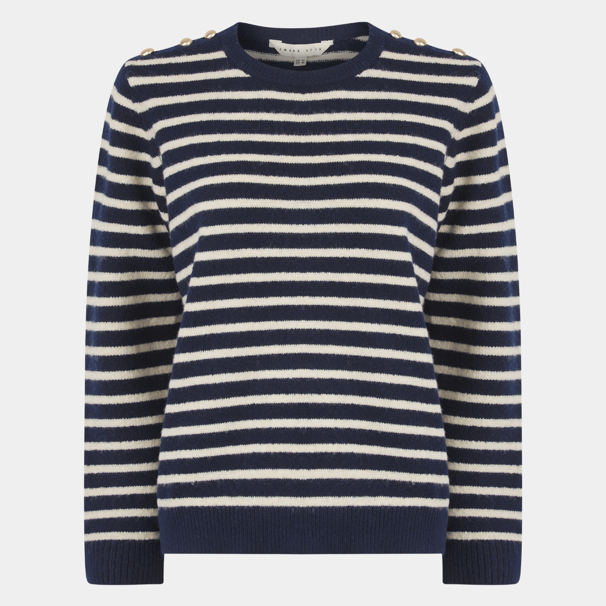 Ladies Button Stripe Crew Jumper from You Know Who's