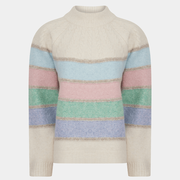 Ladies Cable Yoke Stripe Jumper from You Know Who's