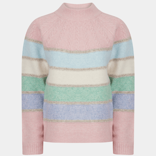 Ladies Cable Yoke Stripe Jumper from You Know Who's
