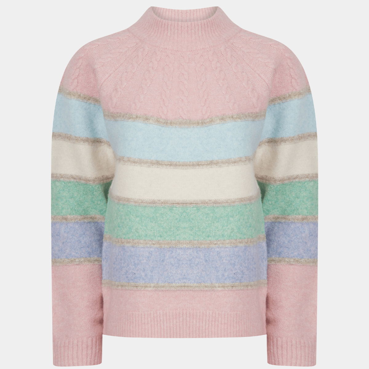 Ladies Cable Yoke Stripe Jumper from You Know Who's