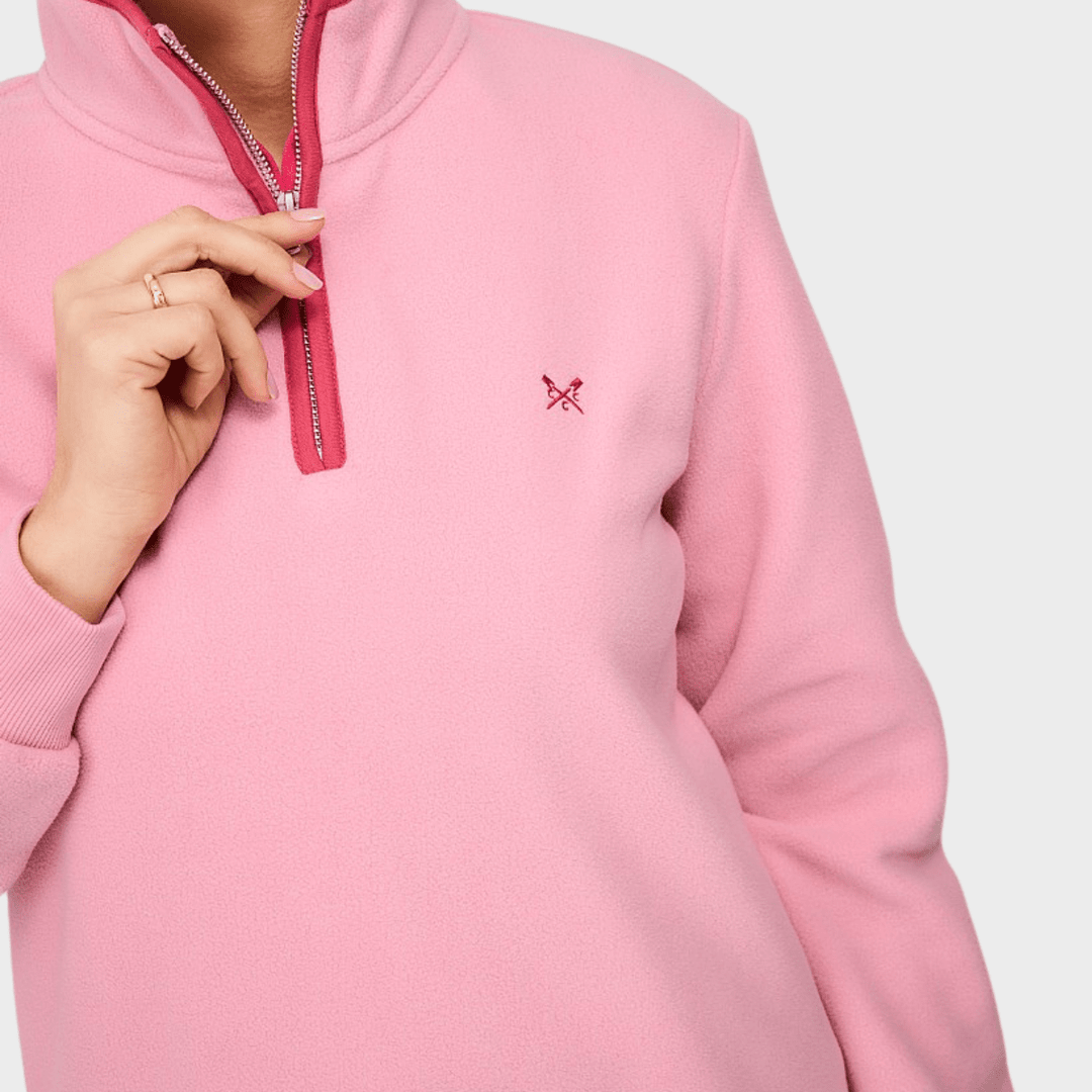 Ladies Cameo Pink Crew 1/4 Zip Fleece from You Know Who's