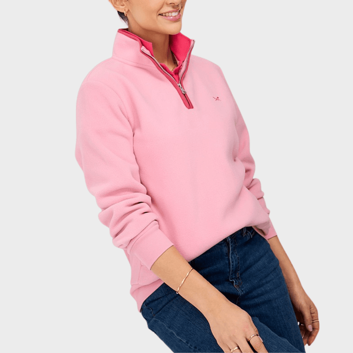 Ladies Cameo Pink Crew 1/4 Zip Fleece from You Know Who's