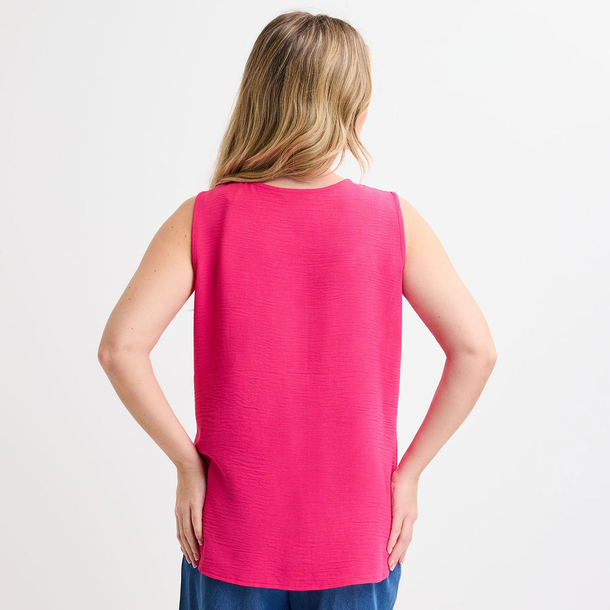 Ladies Cerise Button Front Sleeveless Top from You Know Who's