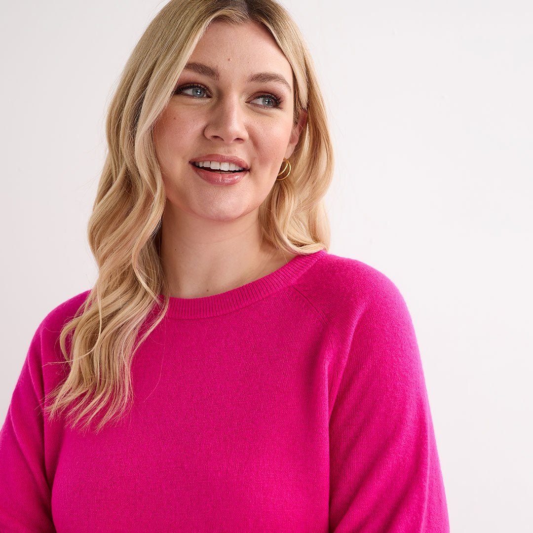 Ladies Cerise Crew Cashlike Jumper from You Know Who's