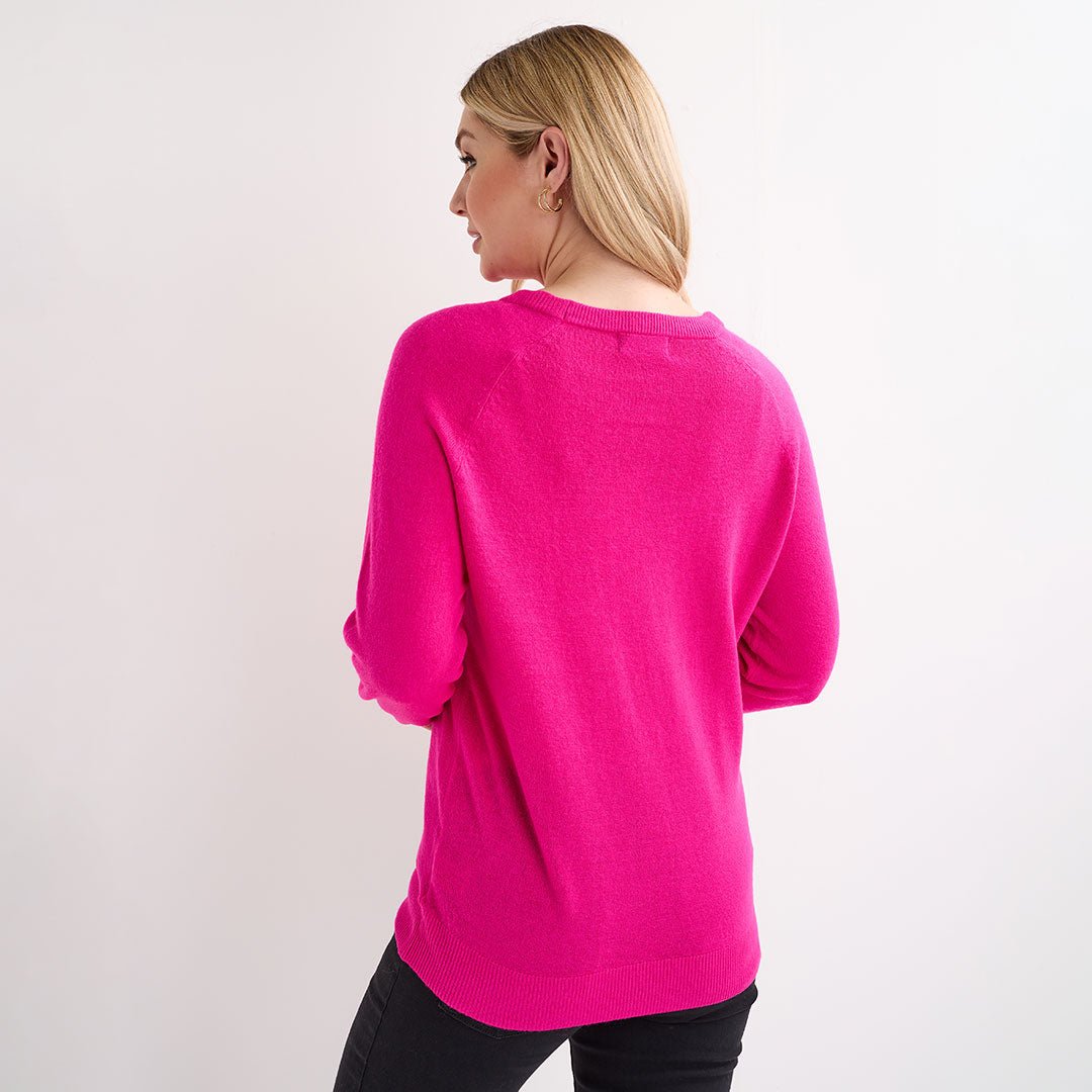 Ladies Cerise Crew Cashlike Jumper from You Know Who's