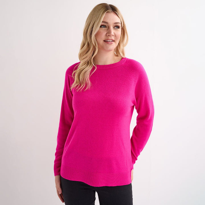 Ladies Cerise Crew Cashlike Jumper from You Know Who's