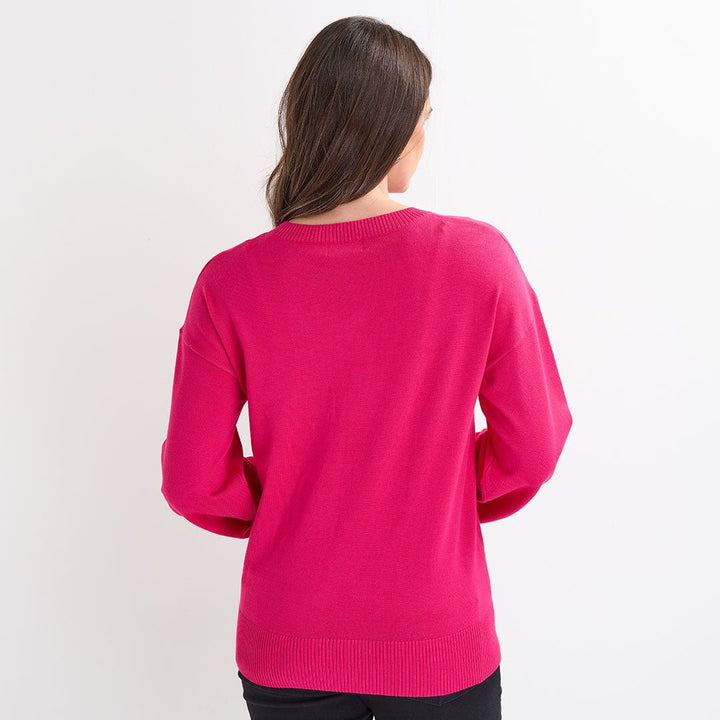 Ladies Cerise Flower Jumper from You Know Who's