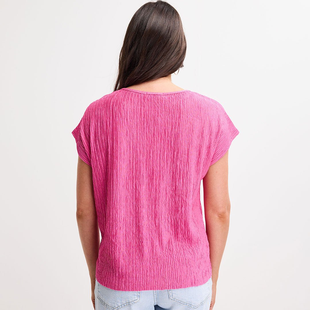Ladies Cerise Sleeveless Plisse Top from You Know Who's