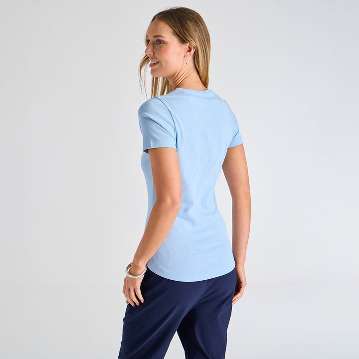 Ladies Chambray Blue Crew Neck T-Shirt from You Know Who's