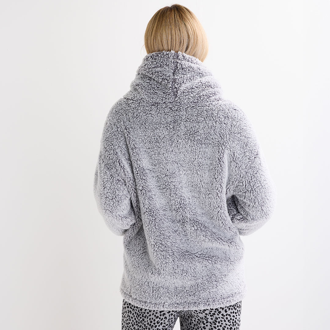 Ladies Charcoal Cowl Neck Fleece Top from You Know Who's