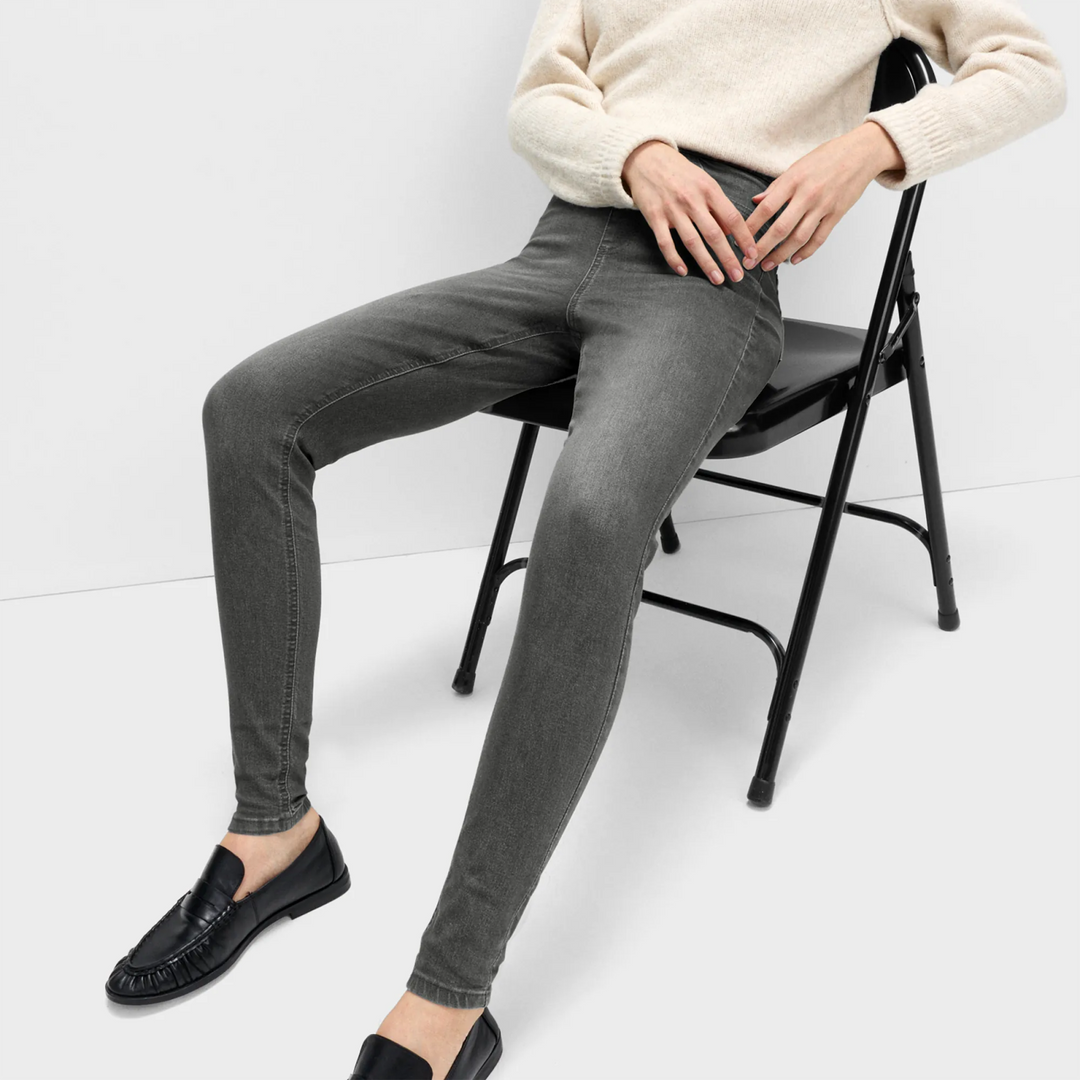 Ladies Charcoal Pull On High Waisted Jegging from You Know Who's