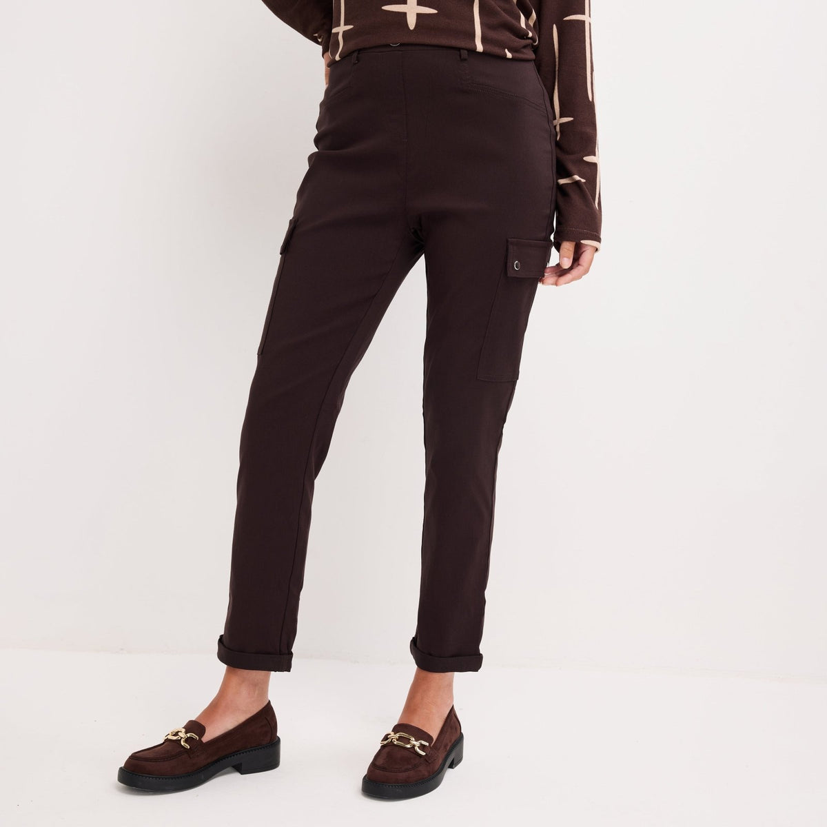 Ladies Chocolate Bengaline Combat Trouser from You Know Who's