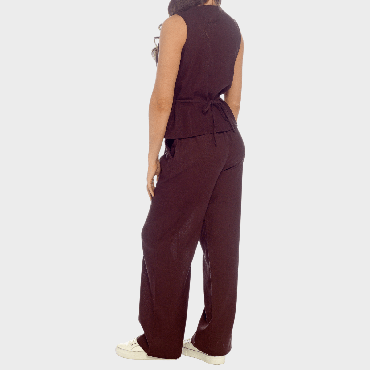 Ladies Chocolate Linen Blend Wide Leg Trouser from You Know Who's