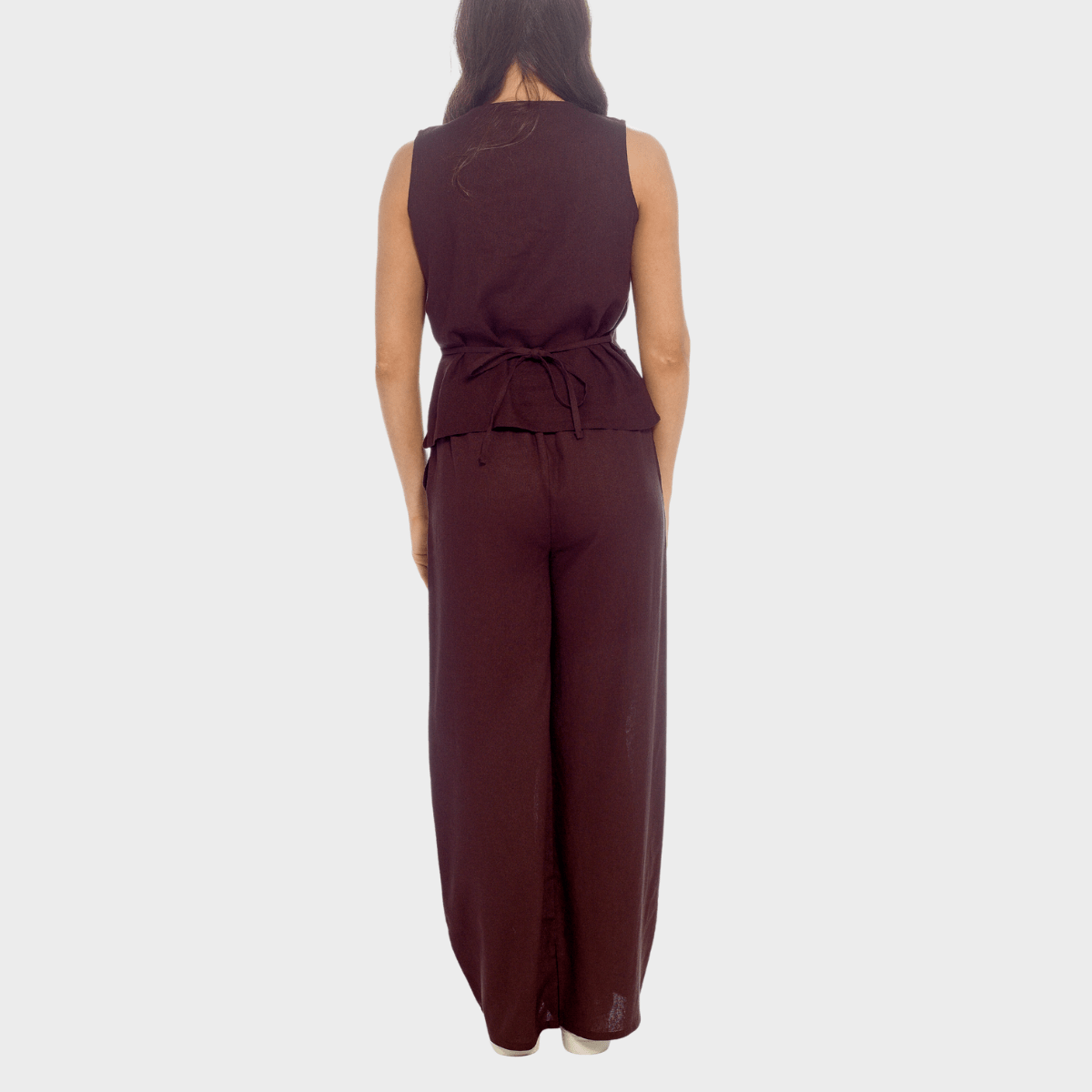 Ladies Chocolate Linen Blend Wide Leg Trouser from You Know Who's
