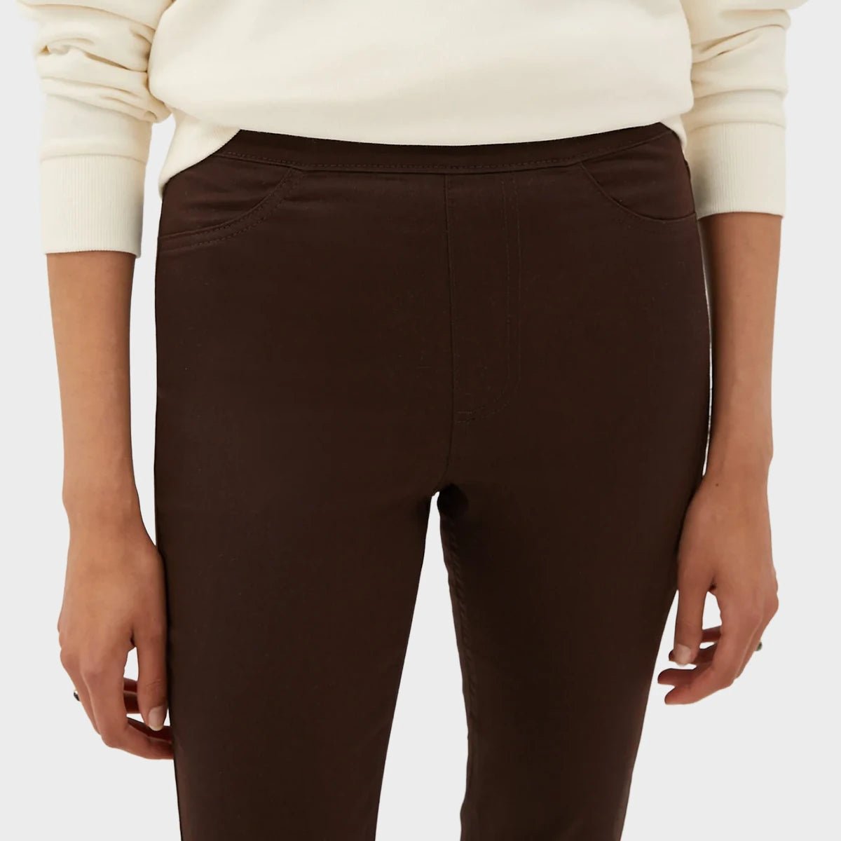 Ladies Chocolate Pull On High Waisted Jegging from You Know Who's