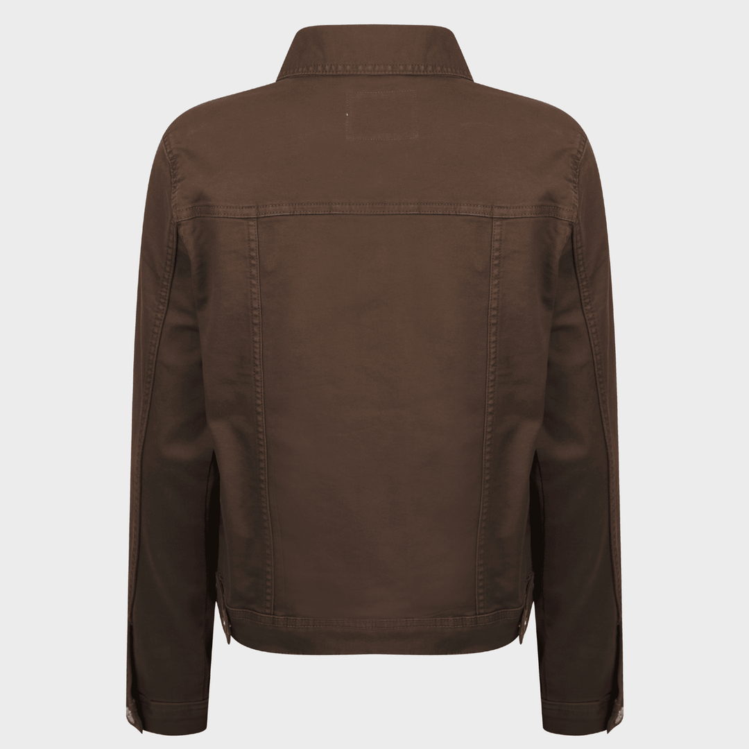 Ladies Chocolate Stretch Denim Jacket from You Know Who's