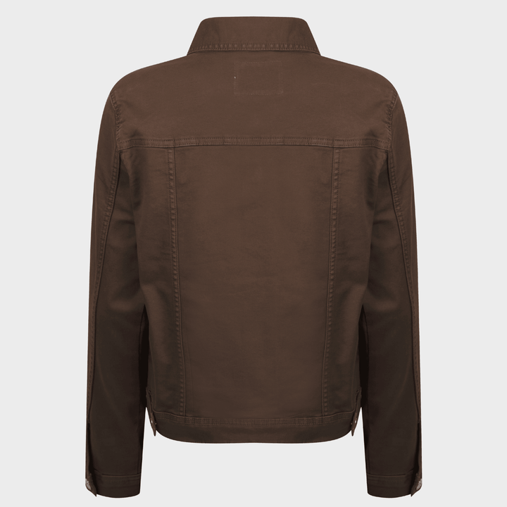 Ladies Chocolate Stretch Denim Jacket from You Know Who's