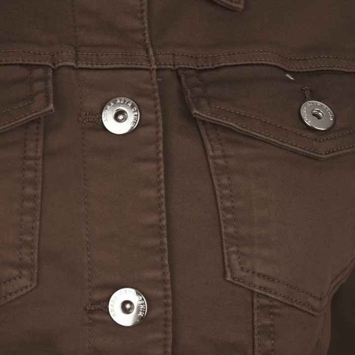 Ladies Chocolate Stretch Denim Jacket from You Know Who's