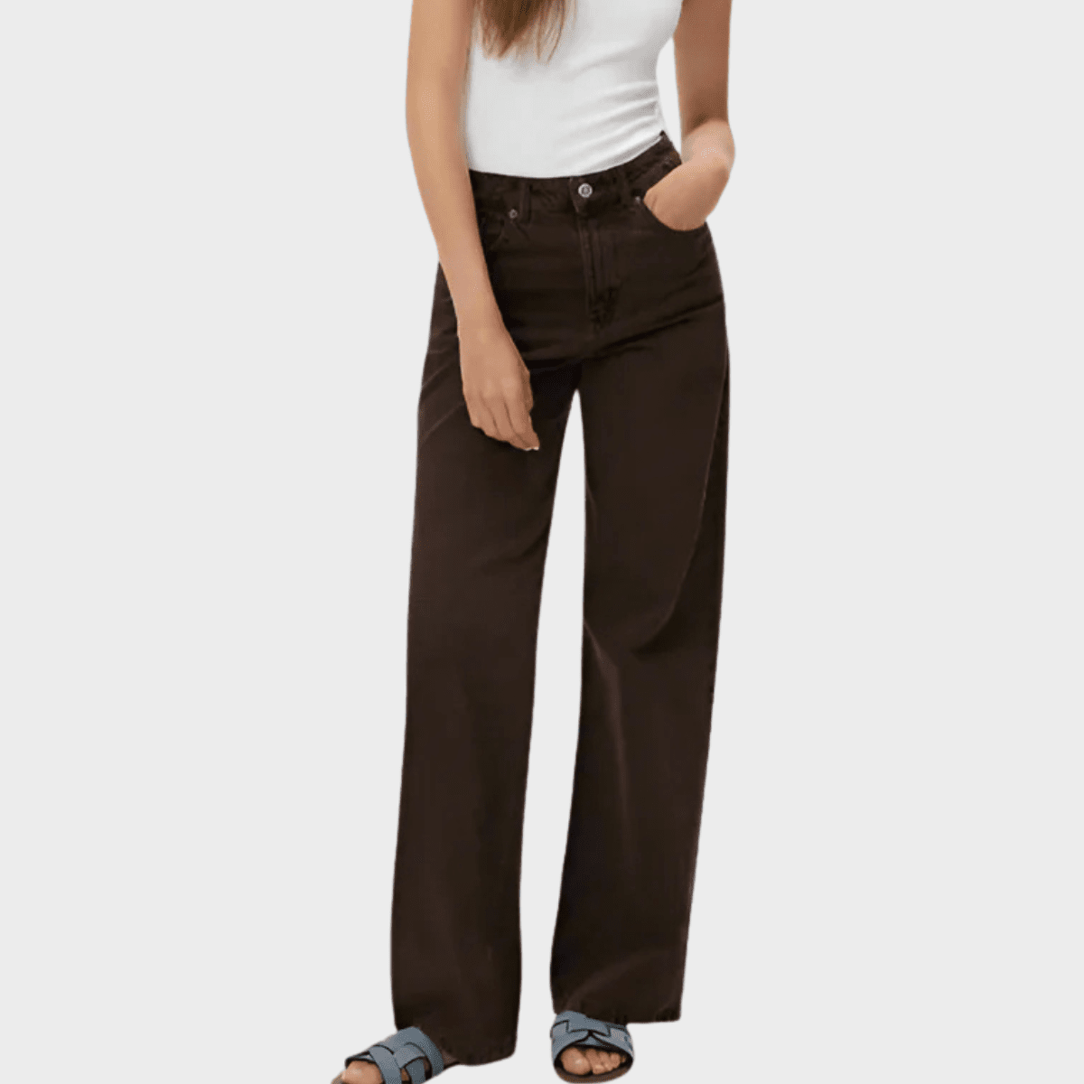 Ladies Chocolate Wide Leg Jeans from You Know Who's