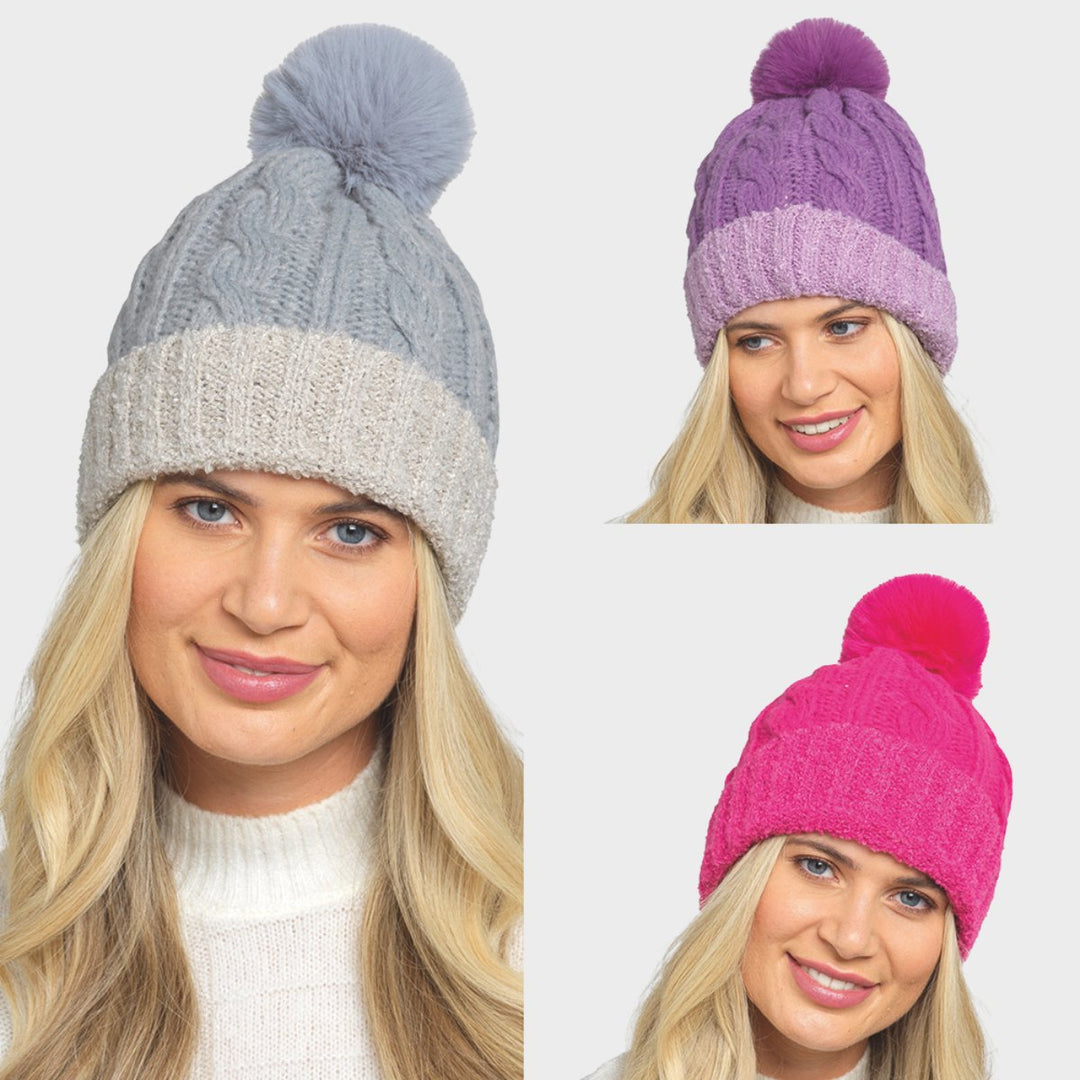 Ladies Chunky Beanie Hat With Pom Pom from You Know Who's