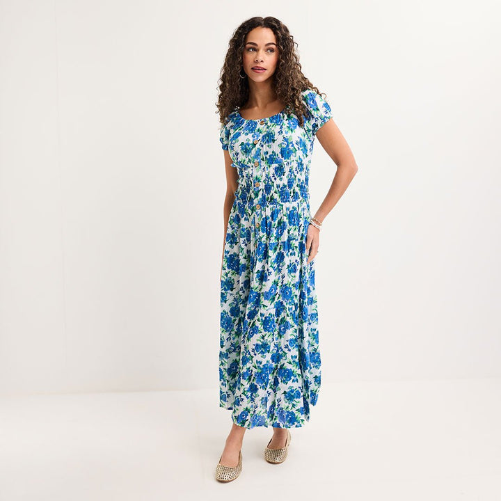 Ladies Cobalt Printed Midi Dress from You Know Who's