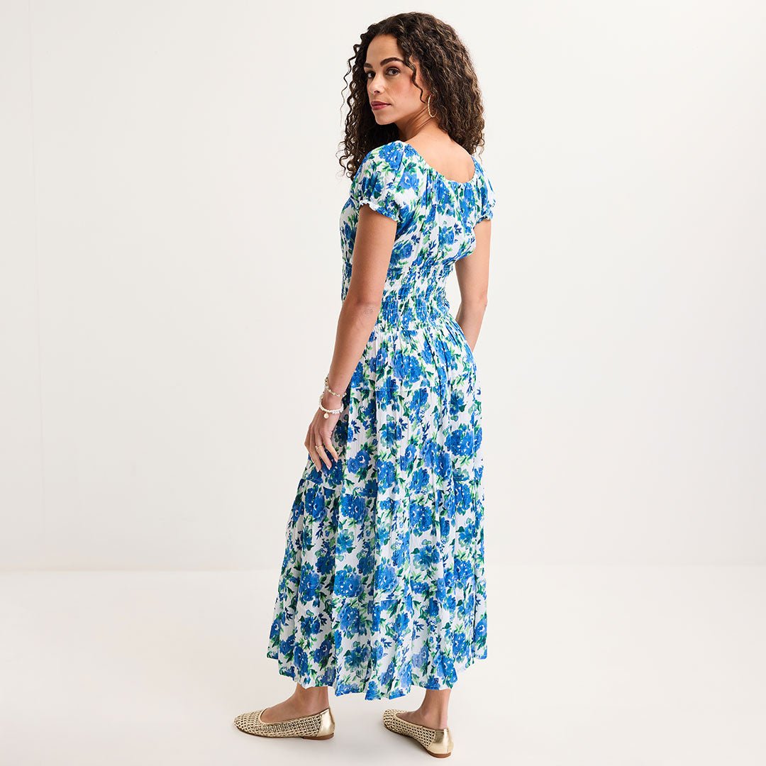 lady like you midi dress teal Ladies Cobalt Printed Midi Dress – You Know Who's