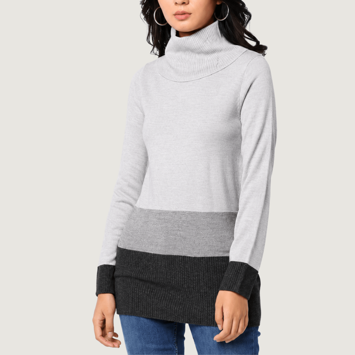 Ladies Colour Block Turtle Neck Jumper from You Know Who's