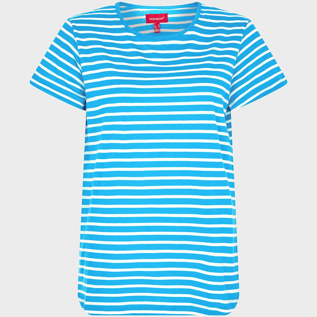 Ladies Cornflower Striped T - Shirt from You Know Who's