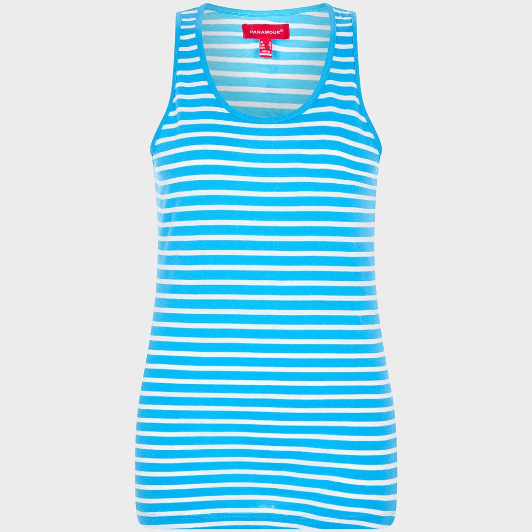 Ladies Cornflower Striped Vest from You Know Who's