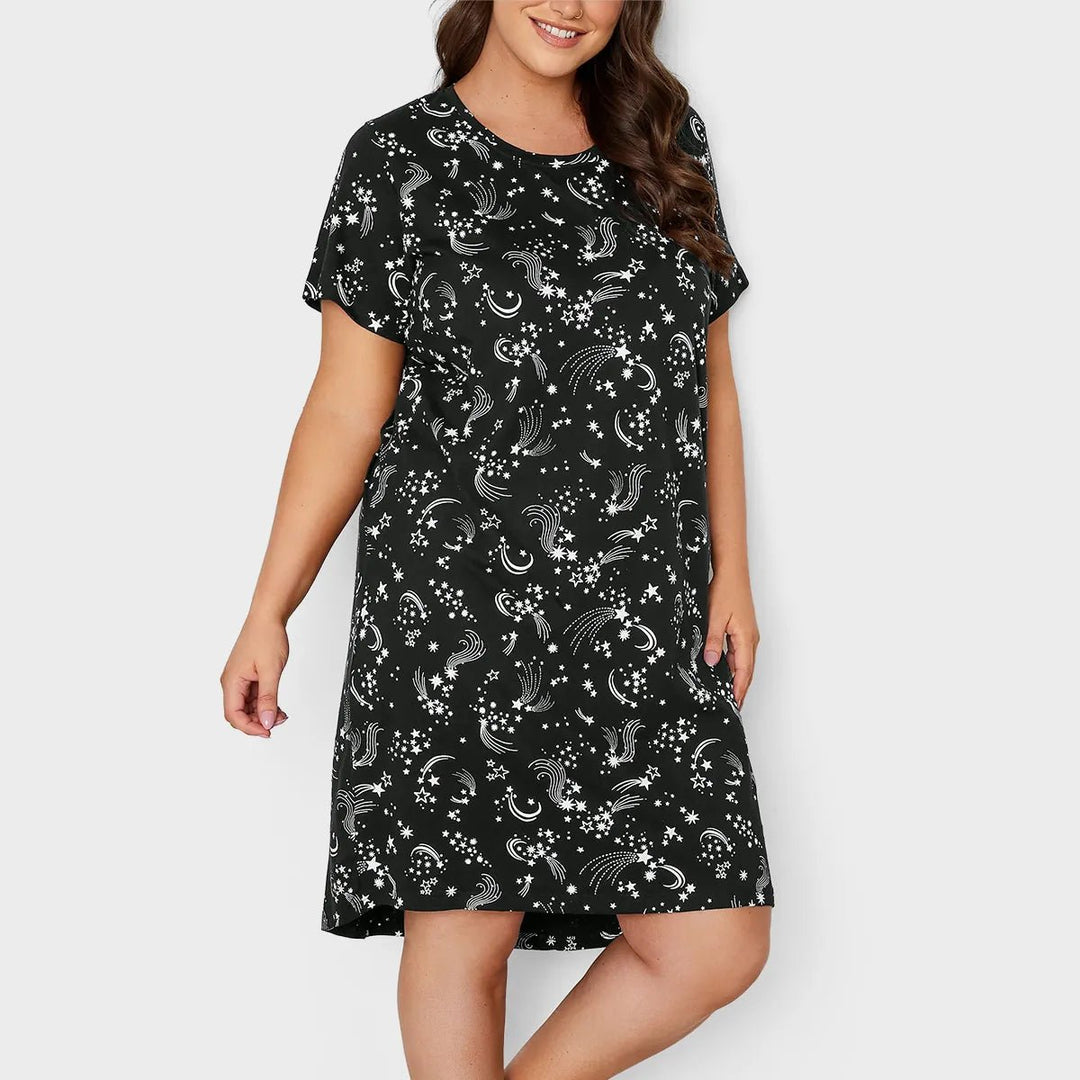 Ladies Cotton Curve Black Stars Nightdress from You Know Who's