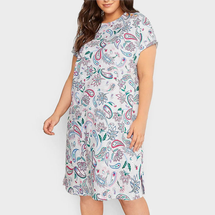 Ladies Cotton Curve Grey Paisley Nightdress from You Know Who's