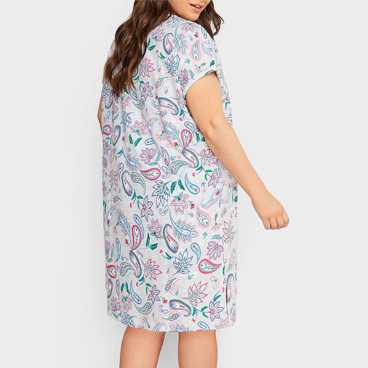 Ladies Cotton Curve Grey Paisley Nightdress from You Know Who's