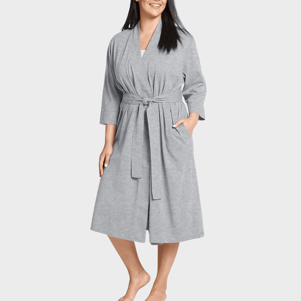 Ladies Cotton Dressing Gown Grey from You Know Who's