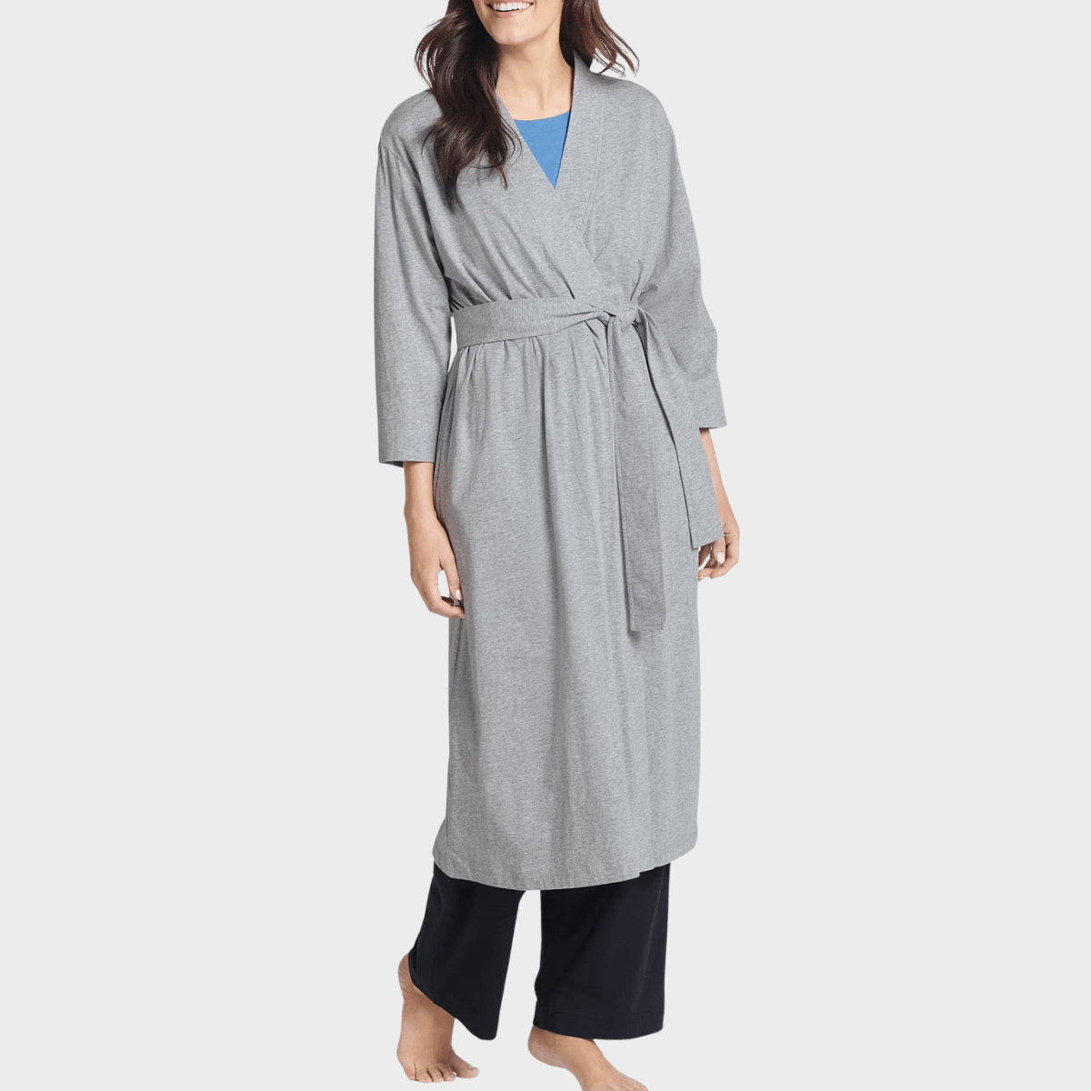 Ladies Cotton Dressing Gown Grey from You Know Who's