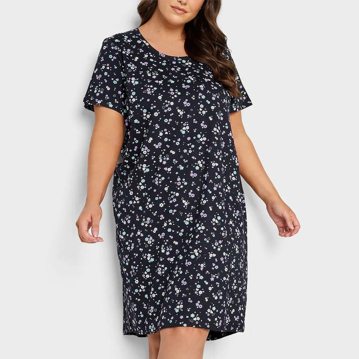 Ladies Cotton Navy Floral Heart Nightdress from You Know Who's