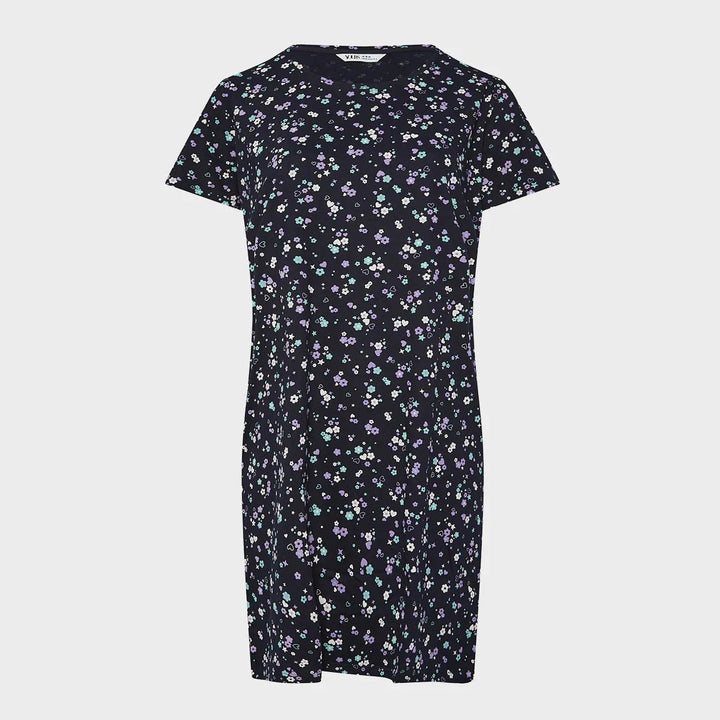 Ladies Cotton Navy Floral Heart Nightdress from You Know Who's